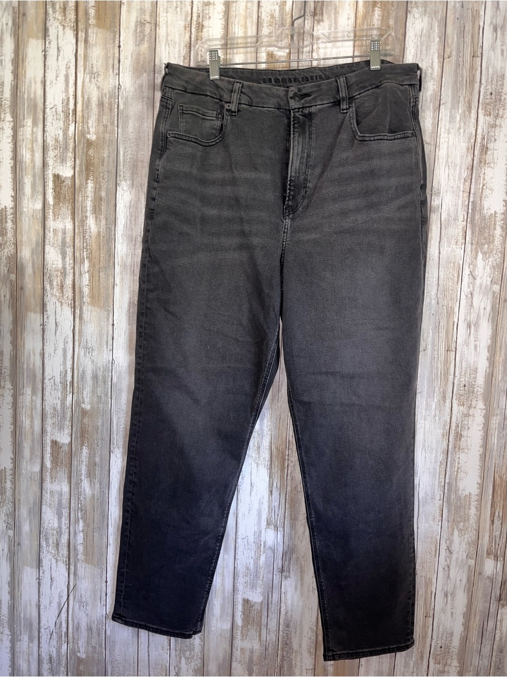 American Eagle Curvy Mom Jeans Size 18 Long Black High Rise Stretch Denim